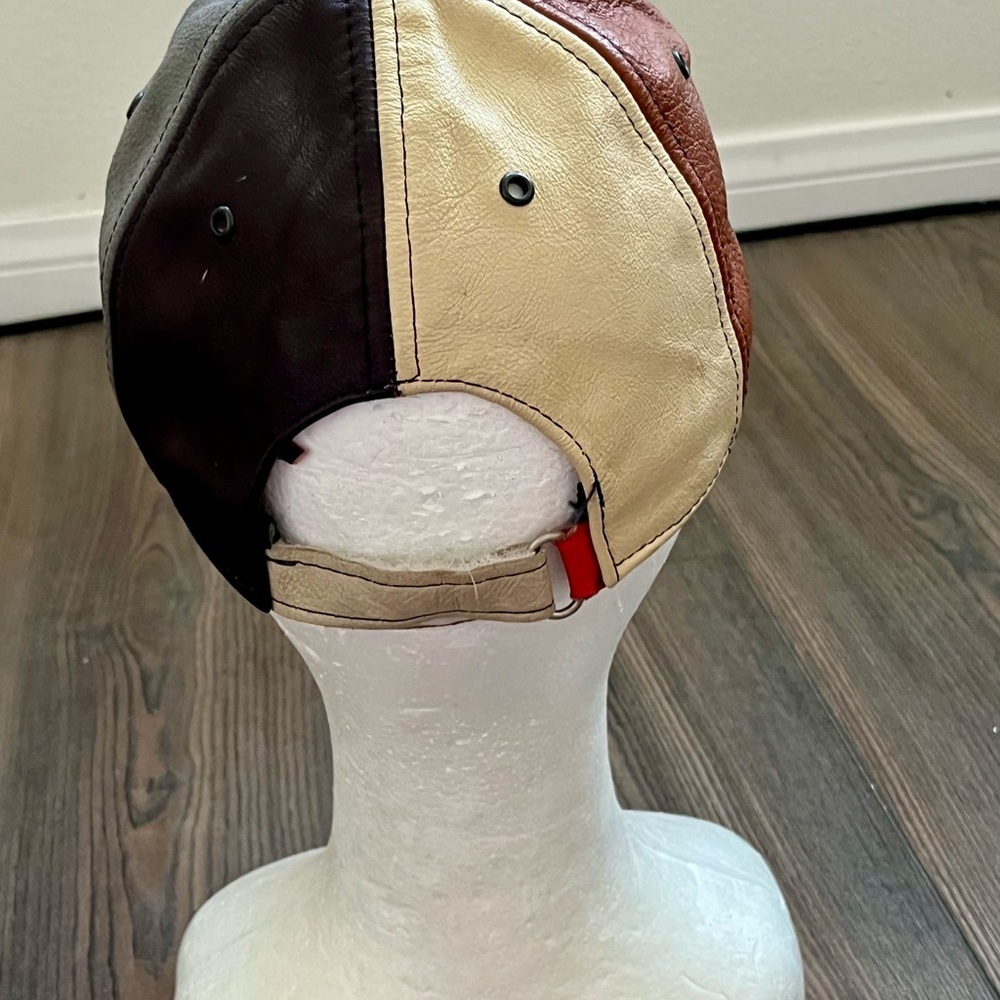 Multicolor Leather Patchwork Cap - image 5